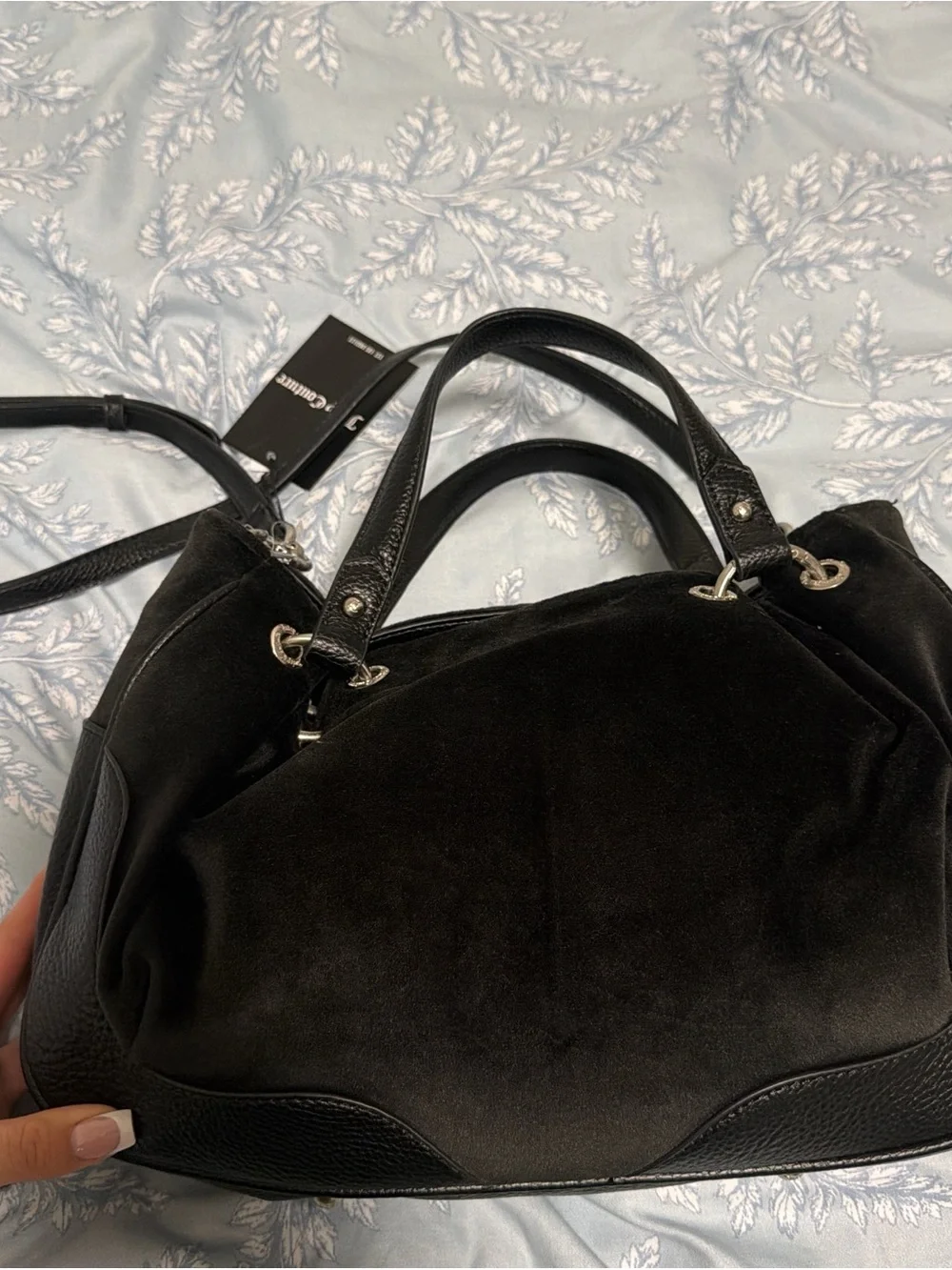 Juicy Couture Black Crest-Embroidered Shoulder Bag